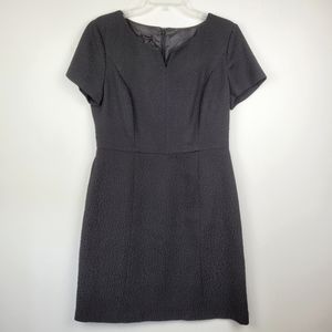 TALBOTS Black Dress Size 10 Short Sleeve Lined Patterned